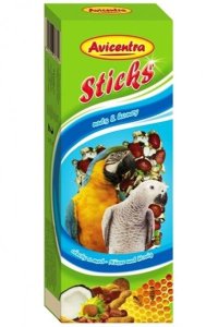 Avicentra tyčinky velký papoušek - ořech+kokos 2ks - VÝPRODEJ