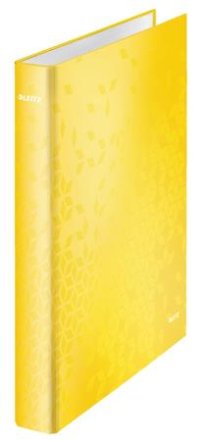 Kroužkový pořadač Leitz WOW, A4+, 4DR/25mm, žlutá - VÝPRODEJ