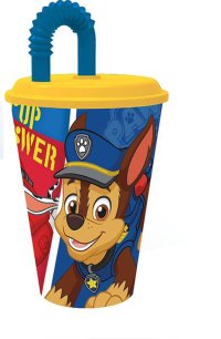 KELÍMEK S BRČKEM PLASTOVÝ PAW PATROL 430ML,MODRÁ - VÝPRODEJ