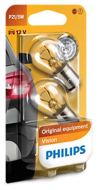 Autožárovka P21/5W Philips 12498B2, Vision 2ks v balení - VÝPRODEJ