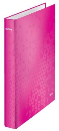 Kroužkový pořadač Leitz WOW, A4+, 2DR/25mm, růžová - VÝPRODEJ