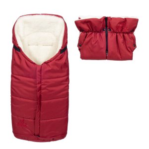 Set - nepromokavý fusak Iceland wool a rukávník, ovčí vlna, tmavě červený, Cuculo