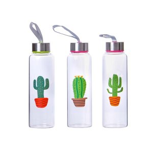LÁHEV SKLENĚNÁ S UZÁVĚREM CACTUS 390ML 3 - mix variant či barev - VÝPRODEJ