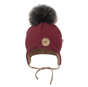 Kojenecká zimní čepička New Baby Great bordó - 62 (3-6m) - VÝPRODEJ