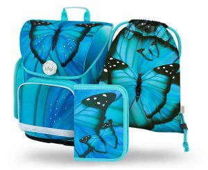 BAAGL Set 3 ks Ergo - Buterfly (aktovka, penál, sáček) - VÝPRODEJ