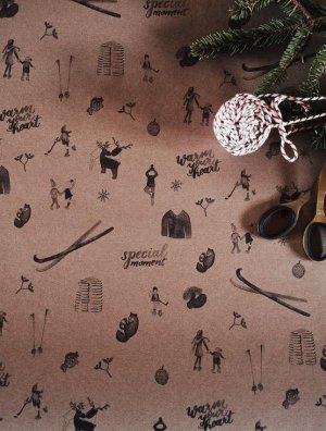 Be Nice EKO Balicí papír vánoční - Přírodní hnědý 3 ks (velký) - VÝPRODEJ