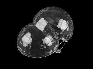 Plastová koule s ploškami Ø8 cm dvoudílná k zavěšení - transparent (5 ks) - VÝPRODEJ