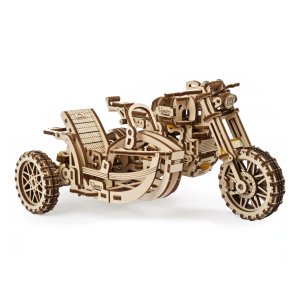 Hračka Ugears 3D dřevěné mechanické puzzle UGR-10 Motorka (scrambler) s vozíkem - VÝPRODEJ