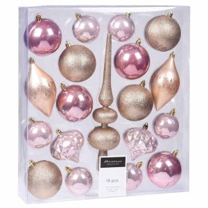 HOMESTYLING Vánoční ozdoby se špičkou sada 19 ks rosegold KO-CAN214940 - VÝPRODEJ