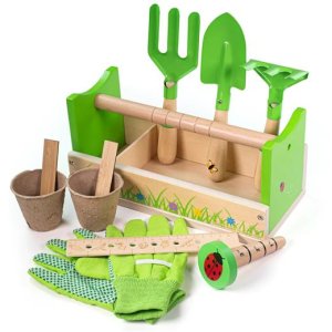 Set Bigjigs Toys zahradnický v přepravce - VÝPRODEJ