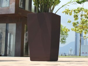 Samozavlažovací květináč GreenSun ICES 12x12 cm, výška 23 cm, hnědý