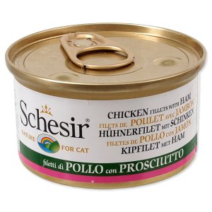 Schesir Cat konz. Adult kuře/šunka 85g - VÝPRODEJ