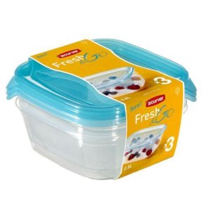 Dóza FRESH&GO čtvercová 0,8l plastová (3ks) - VÝPRODEJ