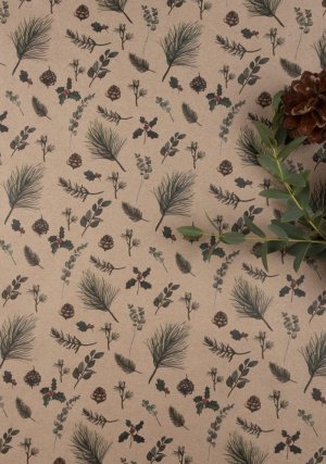 Be Nice EKO Balicí papír vánoční - V jehličí hnědý 5 ks - VÝPRODEJ