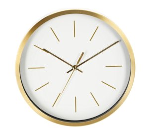 Nástěnné hodiny se zlatým rámem 25 cm bílá KO-837362230bila - VÝPRODEJ