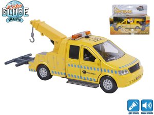 Kids Globe Traffic odtahový vůz 16 cm kov zpětný chod na baterie se světlem a zvukem - VÝPRODEJ