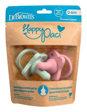 DR.BROWN'S Dudlík HappyPaci 0-6m 2ks, růžový/zelený (PS12007) - VÝPRODEJ