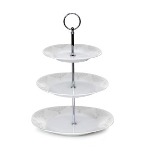 BANQUET Stojan na cukroví porcelánový BAROCCO, 3patrový - VÝPRODEJ