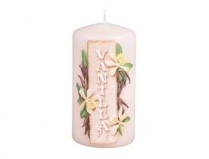 Svíčka VANILLA VÁLEC zdobená d6x11cm - VÝPRODEJ