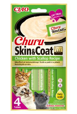 Churu Cat Skin&Coat Chicken with Scallop Recipe 4x14g - VÝPRODEJ