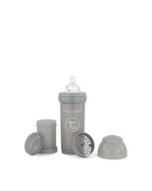 TWISTSHAKE Láhev kojenecká Anti-Colic 260 ml pastelově šedá 2m+ - VÝPRODEJ