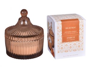 Svíčka ve skle SPA RETREAT AMBER vonná dřevěný knot 150g - VÝPRODEJ