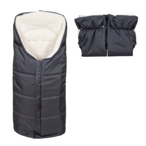 Set - nepromokavý fusak Iceland wool a rukávník, ovčí vlna, grafit, Cuculo