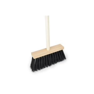 Koště chodníkové, 250 x 60 mm, s násadou 120 cm, vlas 12 cm, černé - VÝPRODEJ