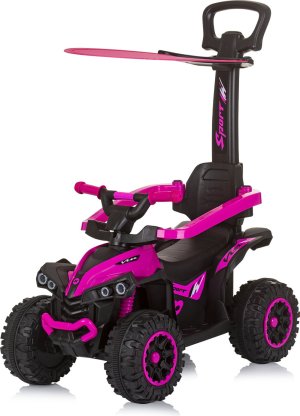 CHIPOLINO Odrážedlo se stříškou a vodící tyčí ATV Pink - VÝPRODEJ