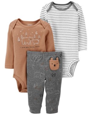 CARTER'S Set 3dílný body dl. rukáv 2ks, tepláky Brown Bear chlapec LBB NB /vel.56 - VÝPRODEJ