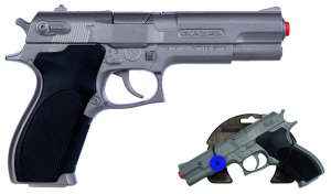Policejní pistole stříbrná matná kovová 8 ran - VÝPRODEJ