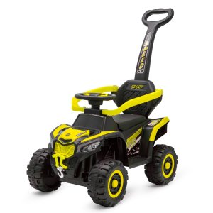 Dětské elektrické odrážedlo Baby Mix Ruggy s vodící tyčí žluté - VÝPRODEJ