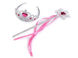 Karnevalová sada / korunka - ledová královna - růžová pink - VÝPRODEJ