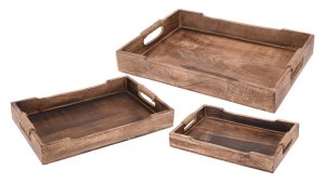 Podnos 47,5x30x6,5cm mangové dřevo, držadlo provaz - VÝPRODEJ