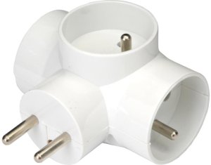 PremiumCord Roztrojka 230V 10A, 3x kulatá zásuvka, bílá - VÝPRODEJ