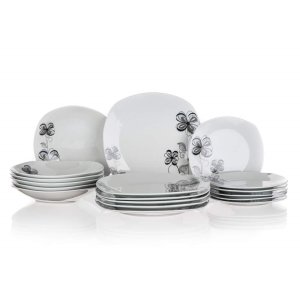 Sada jídelní FLOREA square 18díl. porcelánová BÍ - VÝPRODEJ