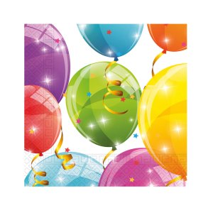 Papírové ubrousky 33x33cm 2vrstvé balonky 20ks - VÝPRODEJ