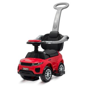 Dětské hrající odrážedlo s vodící tyčí SUV 3v1 Baby Mix Prime červené - VÝPRODEJ