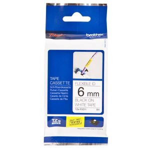 Brother - TZe-FX211, bílá / černá, 6 mm, s flexibilní páskou - VÝPRODEJ