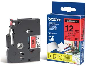 Brother - TZe-431, červená / černá - 1 ks (12mm, lamin.) - VÝPRODEJ