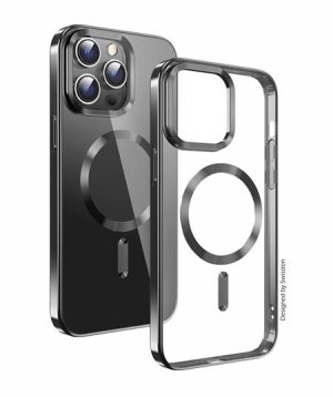 Swissten pouzdro Clear Jelly MagStick Metallic PRO MAX iPhone 15 ultra černé - VÝPRODEJ