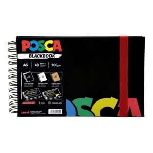 Posca černý skicák A5 - mix 3 barev papíru - VÝPRODEJ