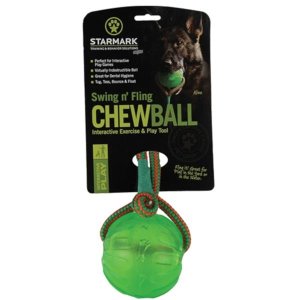 Hračka guma Chew ball míč se šňůrkou Starmark L zelený - VÝPRODEJ