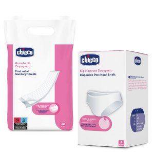CHICCO Vložky poporodní 30 ks + kalhotky jednorázové po porodu, 4 ks, vel.4 - VÝPRODEJ
